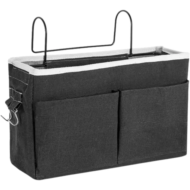 Flokoo Bedside Pocket - Zwart - Bed Opbergzak - Katoen - Opbergzak Bed - Bedside Table - Bedside Organizer - Bedside Pocket Opbergzak