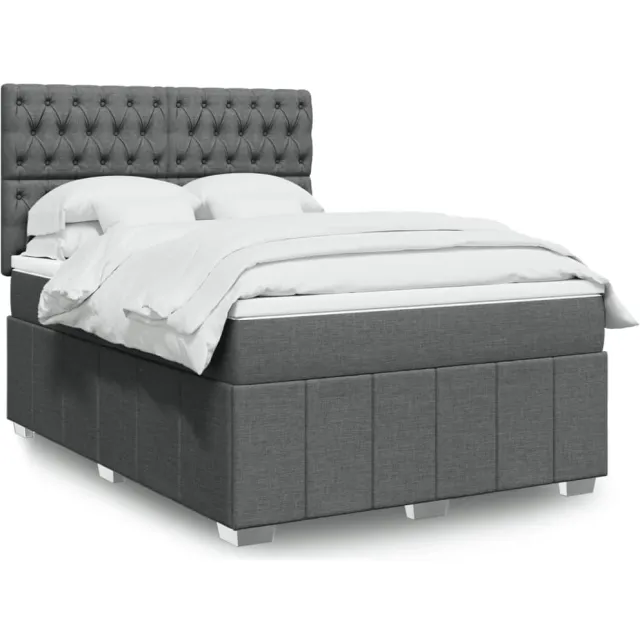vidaXL Boxspring met matras stof donkergrijs 160x200 cm grijs