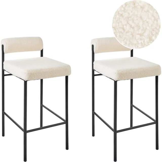 Beliani AMAYA - Barkruk set van 2 - Gebroken wit - Polyester