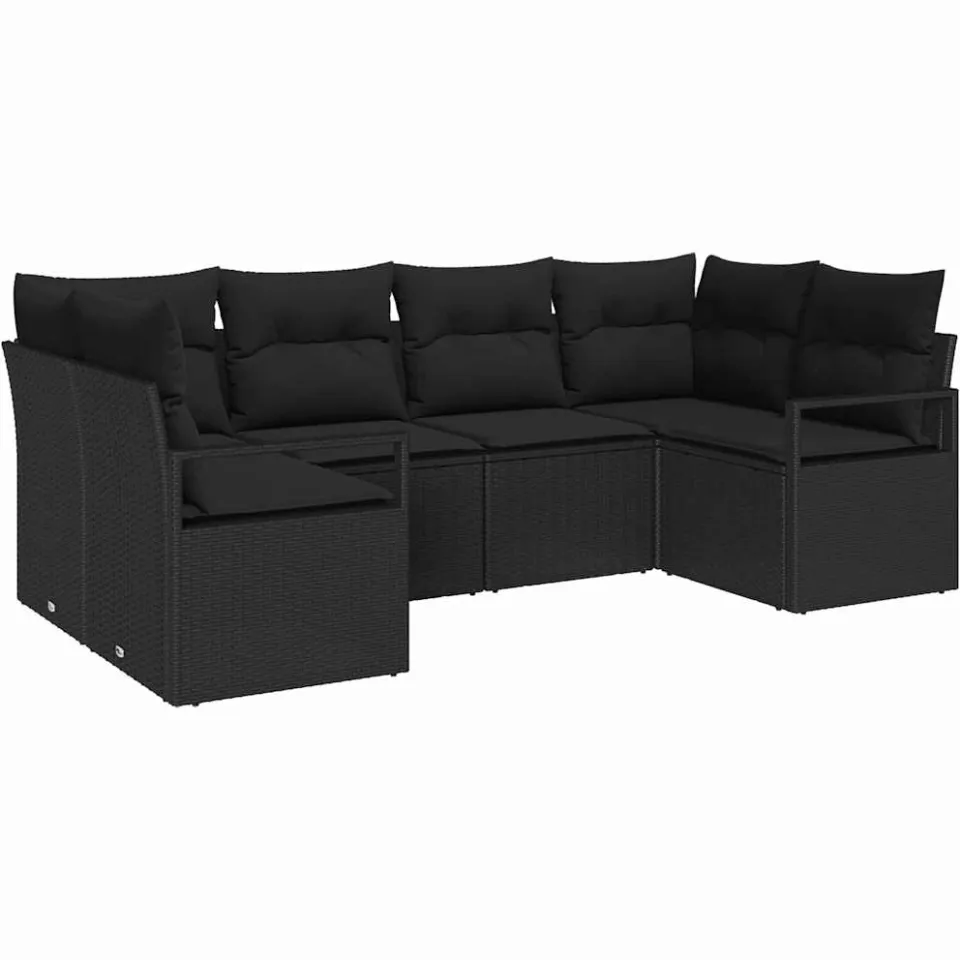 vidaXL Tuinbankenset 6 st Zwart poly rattan