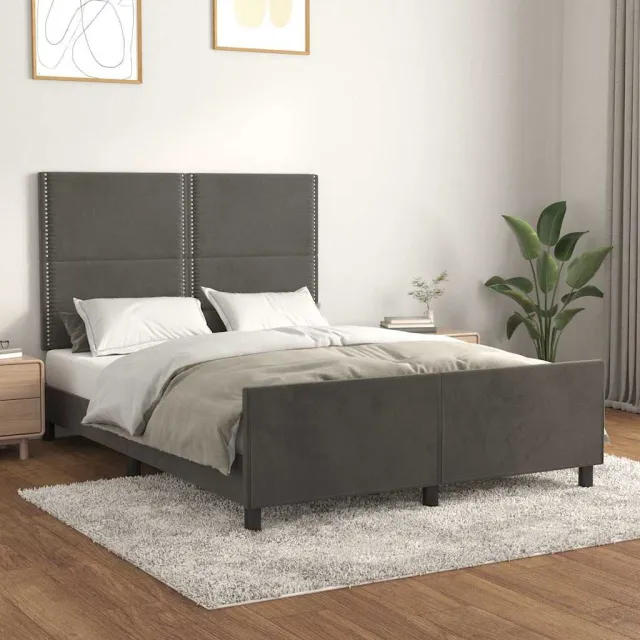 vidaXL Bedframe zonder matras 140x200 cm fluweel donkergrijs grijs