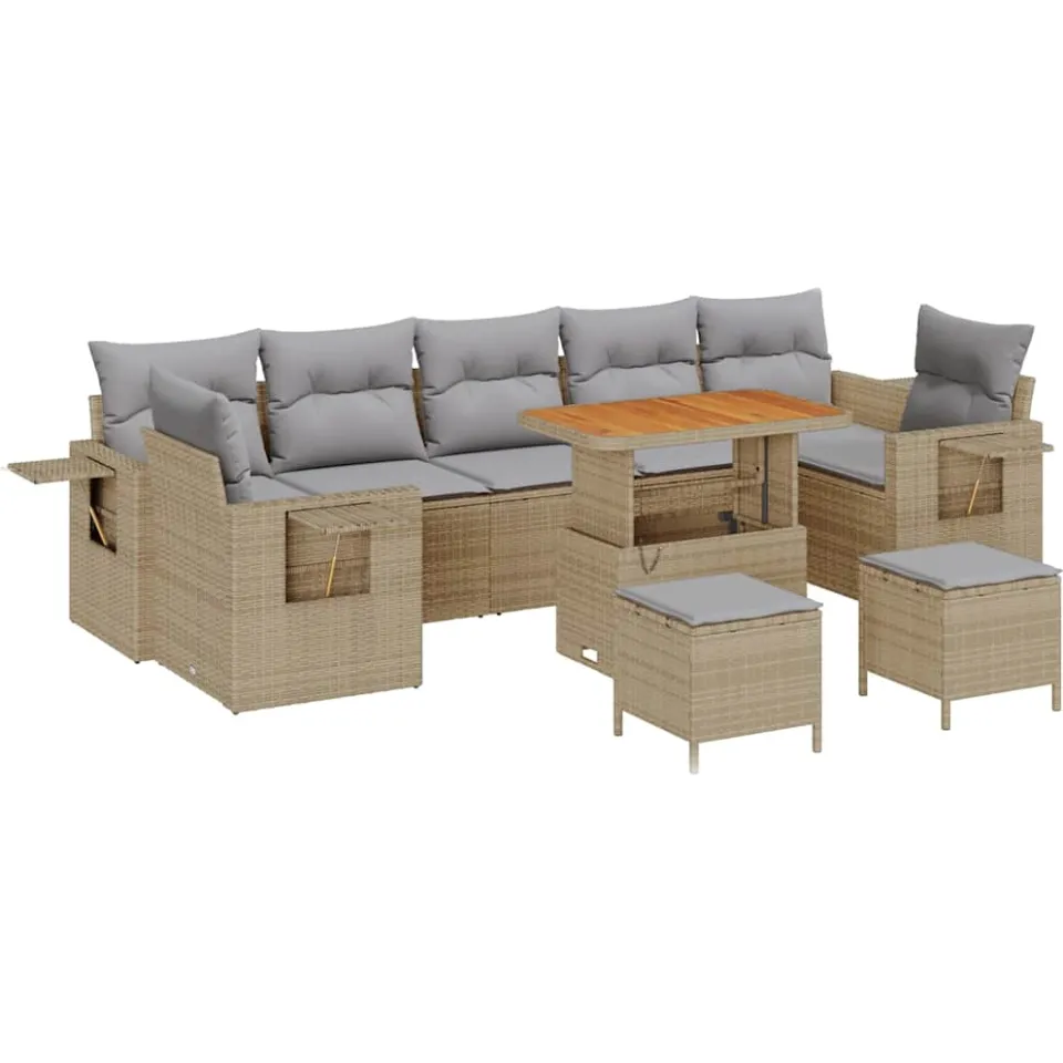vidaXL Tuin Sofa Set 10 st Beige poly rattan, foto 4