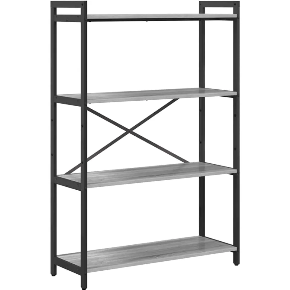 vidaXL Boekenkast 80 x 30 x 120 cm Bewerkt hout Grijs sonoma, foto 4
