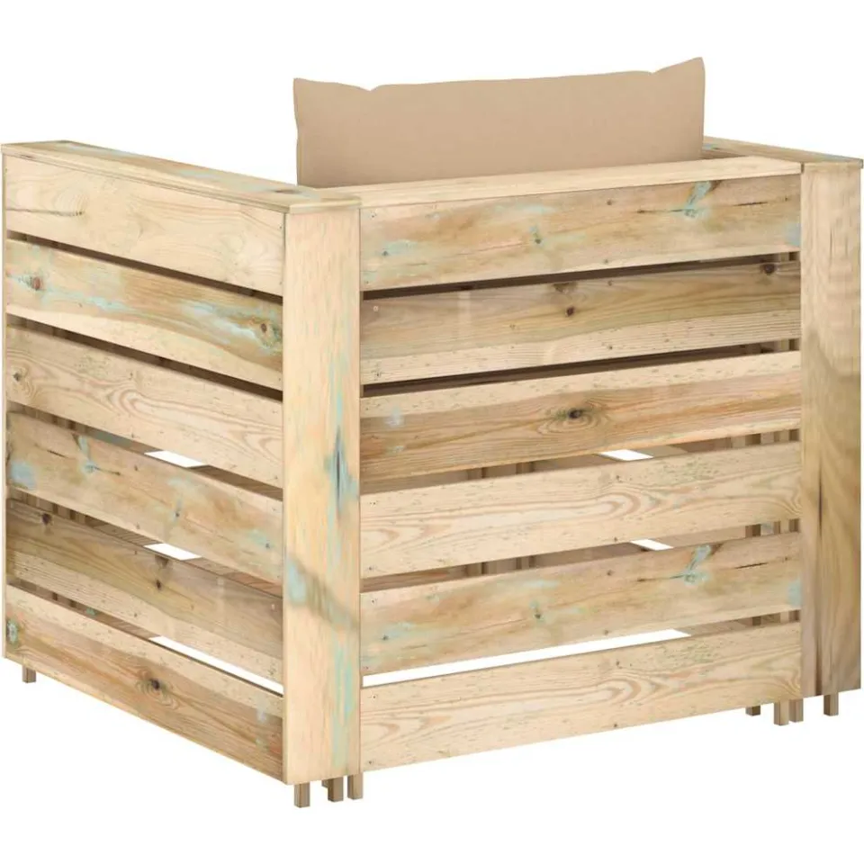 vidaXL 2-delige Loungeset met kussens groen geïmpregneerd hout, foto 4