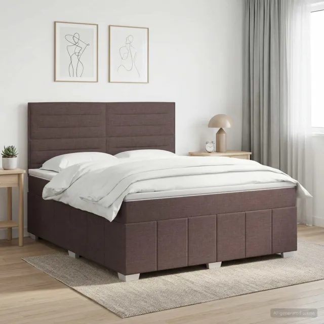 vidaXL Boxspringbed met matras Donkerbruin 180 x 200 cm Stof
