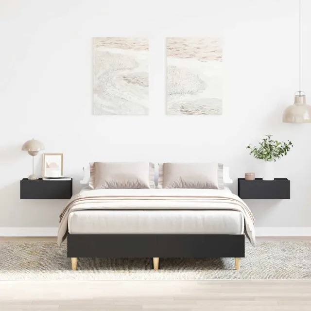 vidaXL Bedframe zonder matras 140x190 cm spaanplaat zwart