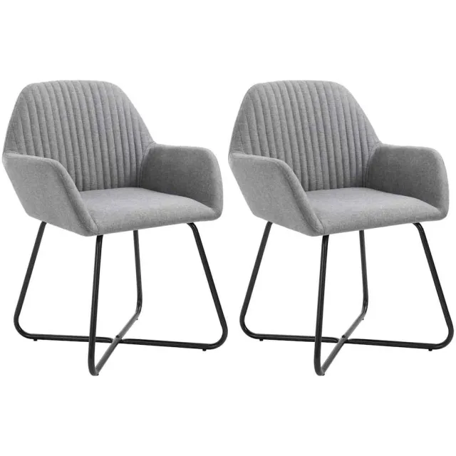 vidaXL Eetkamerstoelen 2 st stof lichtgrijs