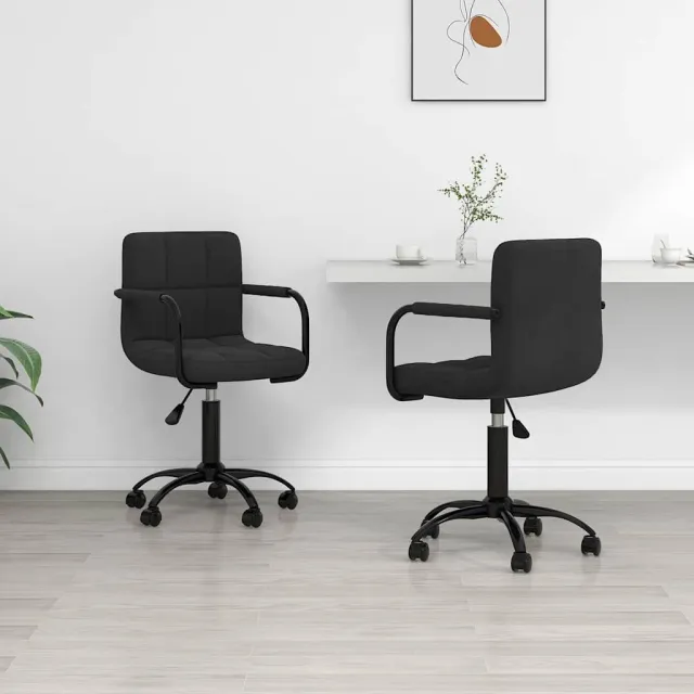 vidaXL Eetkamerstoelen draaibaar 2 st fluweel zwart, foto 2