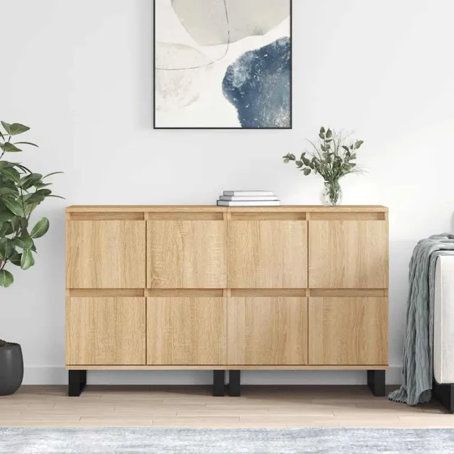 vidaXL Dressoirs 2 st bewerkt hout sonoma eikenkleurig Bruin