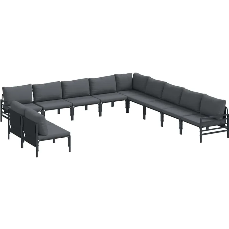 vidaXL Tuinbankenset 11 st Zwart Staal Anthraciet
