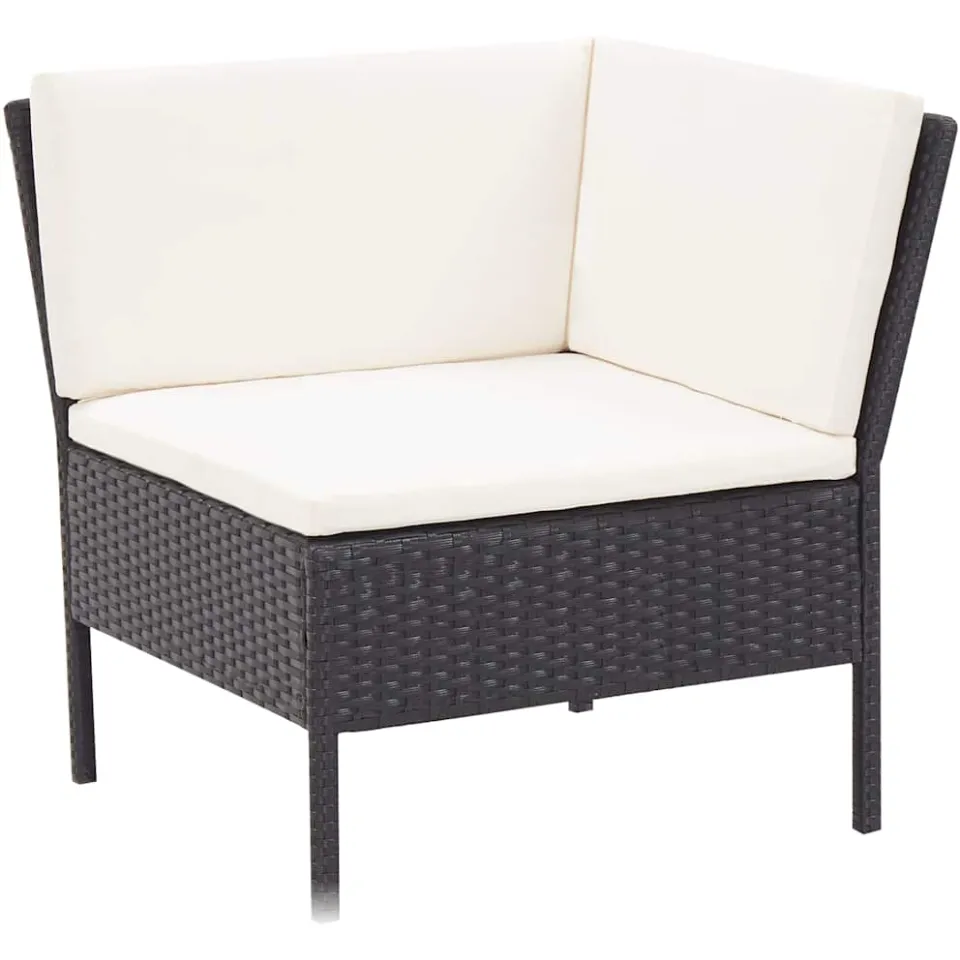 vidaXL 3-delige Loungeset met kussens poly rattan zwart, foto 3