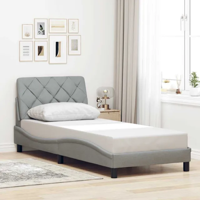 vidaXL Bedframe zonder matras 80x200 cm stof lichtgrijs grijs