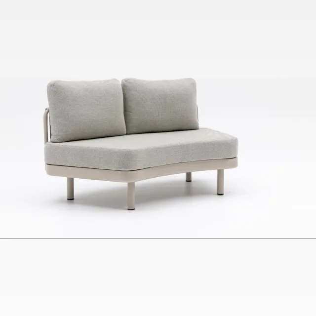 Tuinmeubelwinkel Loungeset Nanda Bankje Rond Beige Hout - 4200 Grijs