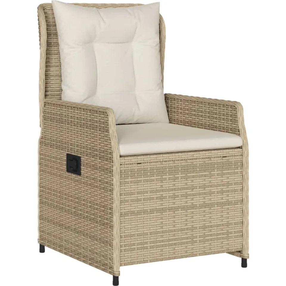 vidaXL 7-delige Tuinset met kussens poly rattan beige