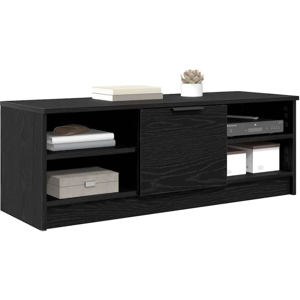 vidaXL TV-kast 102 x 35 x 36,5 cm Zwart Eiken Bewerkt hout