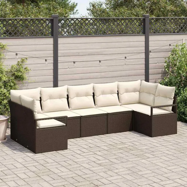 vidaXL Bankstel 7 st Bruin poly rattan, foto 2