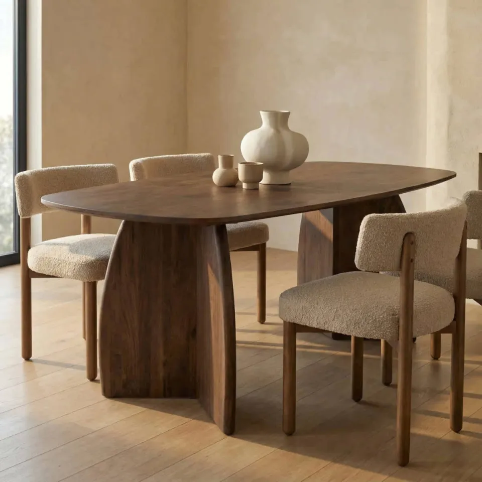 Giga Meubel Eettafel Majada - Deens Ovaal Donkerbruin Hout - 200x100x76cm, foto 3