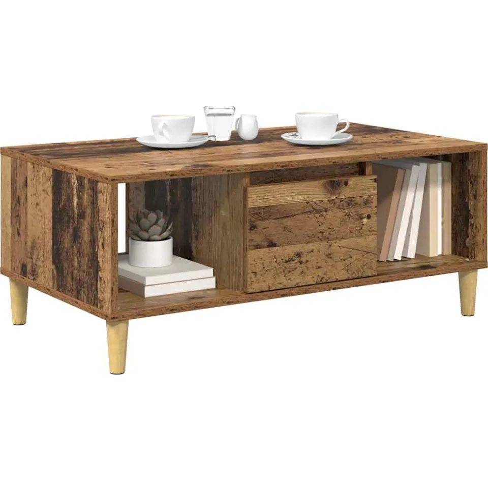 vidaXL Salontafel Oud Hout 90 x 50 x 26.5 cm Bewerkt hout Bruin
