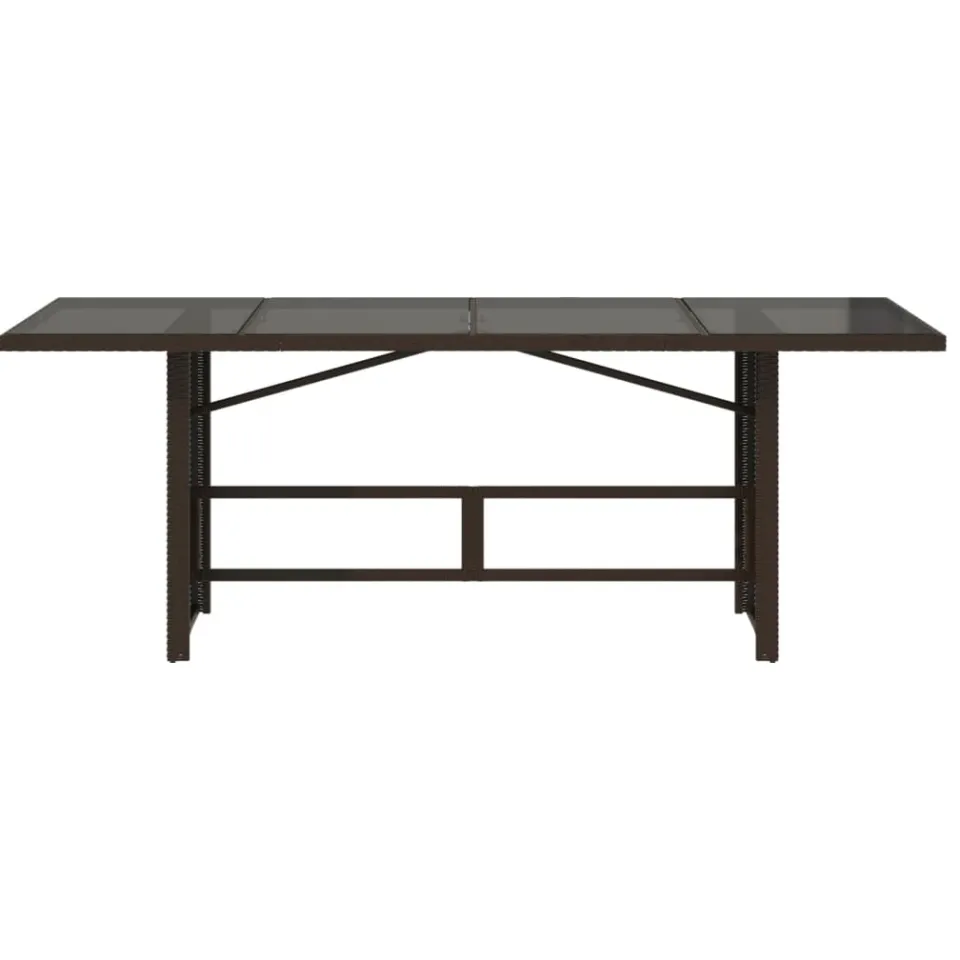 vidaXL Tuintafel met glazen blad 190x80x74 cm poly rattan bruin, foto 4