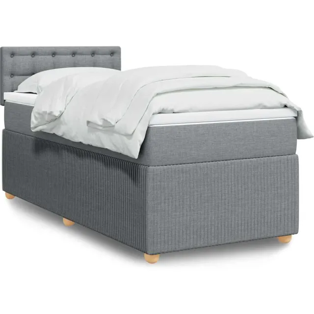 vidaXL Boxspring met matras stof lichtgrijs 90x200 cm grijs