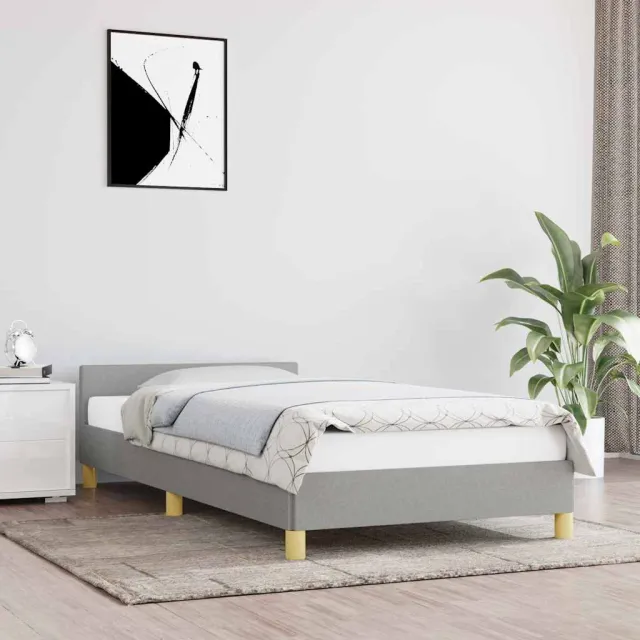 vidaXL Bedframe zonder matras 90x200 cm stof lichtgrijs