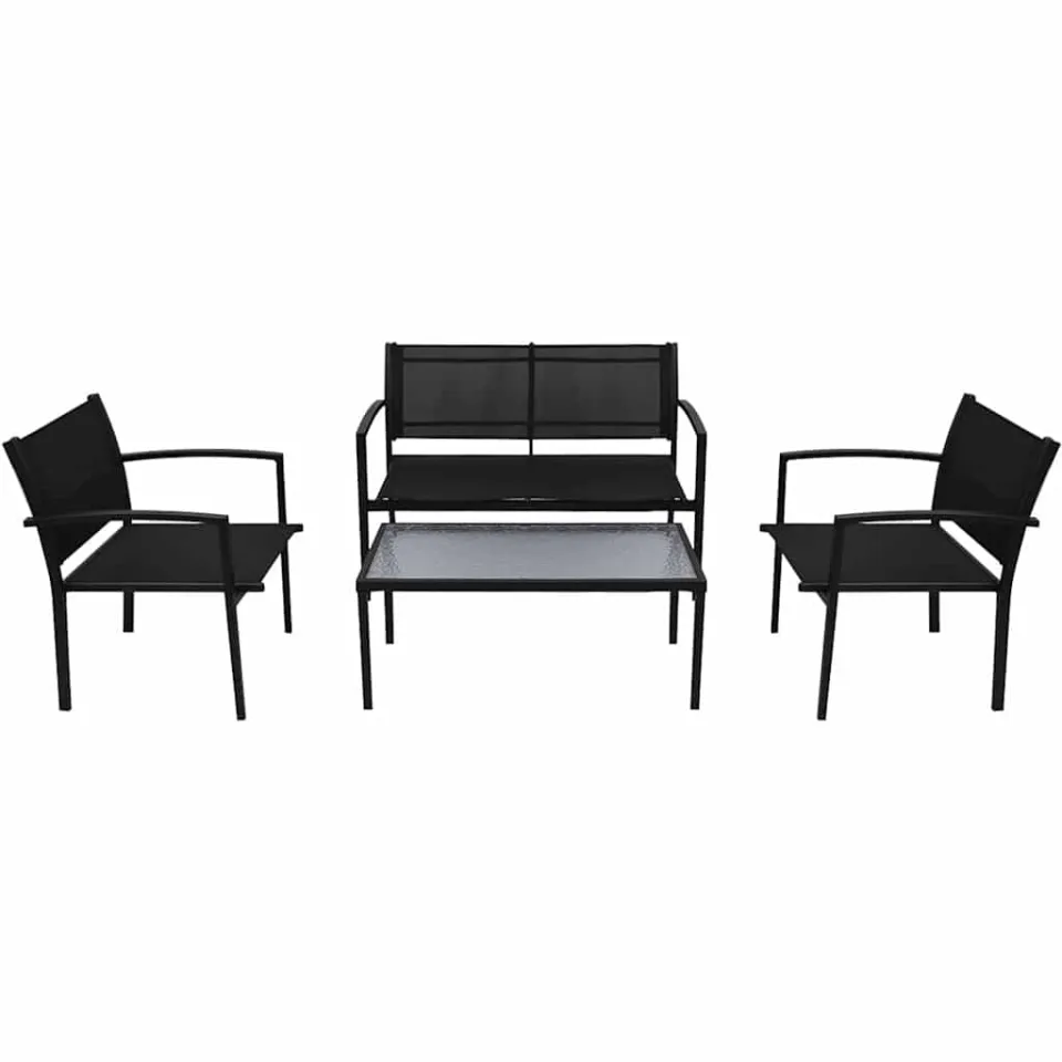 vidaXL 4-delige Loungeset textileen zwart, foto 2