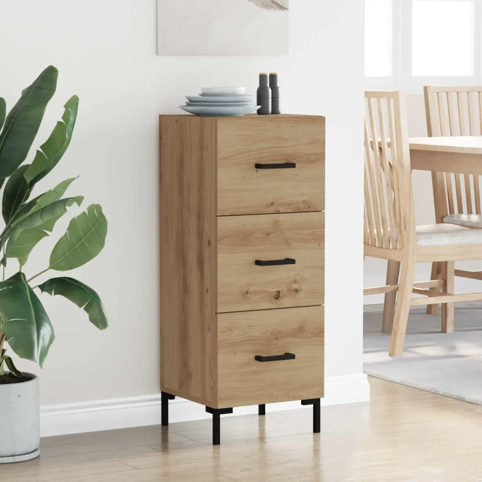 vidaXL Dressoir Artisan Eiken 34,5 x 34 x 90 cm Bewerkt hout, foto 3