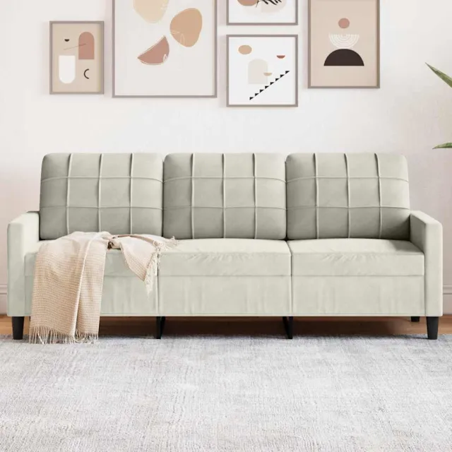 vidaXL Driezitsbank 180 cm fluweel crèmekleurig