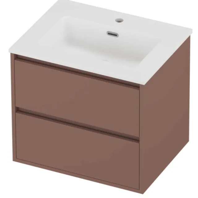 Proline Tribute Badmeubelset Porselein Elegant 1 Gat 60x46x54 cm Mat White Beauty Blush Rosé Goud