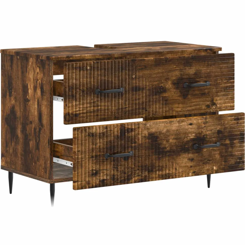 vidaXL Badkamer wastafelkast HAARLEM Gerookt eiken 82 x 41 x 58,5 cm Bruin