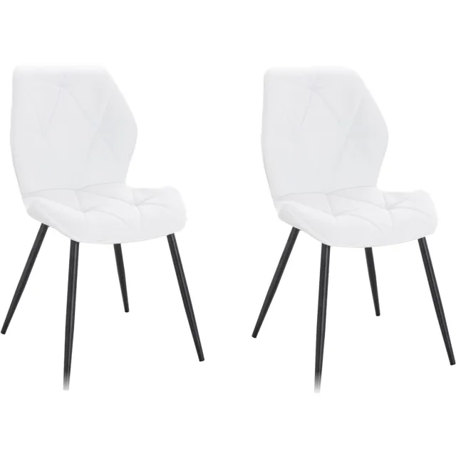 SVITA JAMIE Set van 2 eetkamerstoelen - Gestoffeerde stoel zonder armleuningen Stof Wit