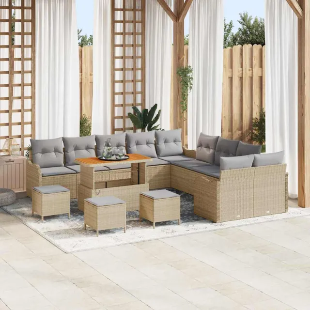 vidaXL Tuin Sofa Set 14 st Beige poly rattan