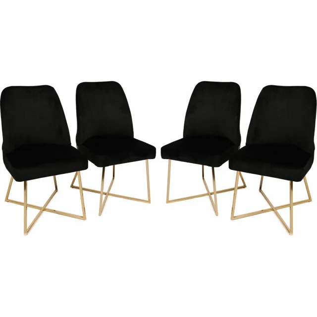 Skye Decor , Stoelenset (4 stuks), Madrid 911 V4, Metaal, Goud & Zwart, 50 x 49 x 90 cm