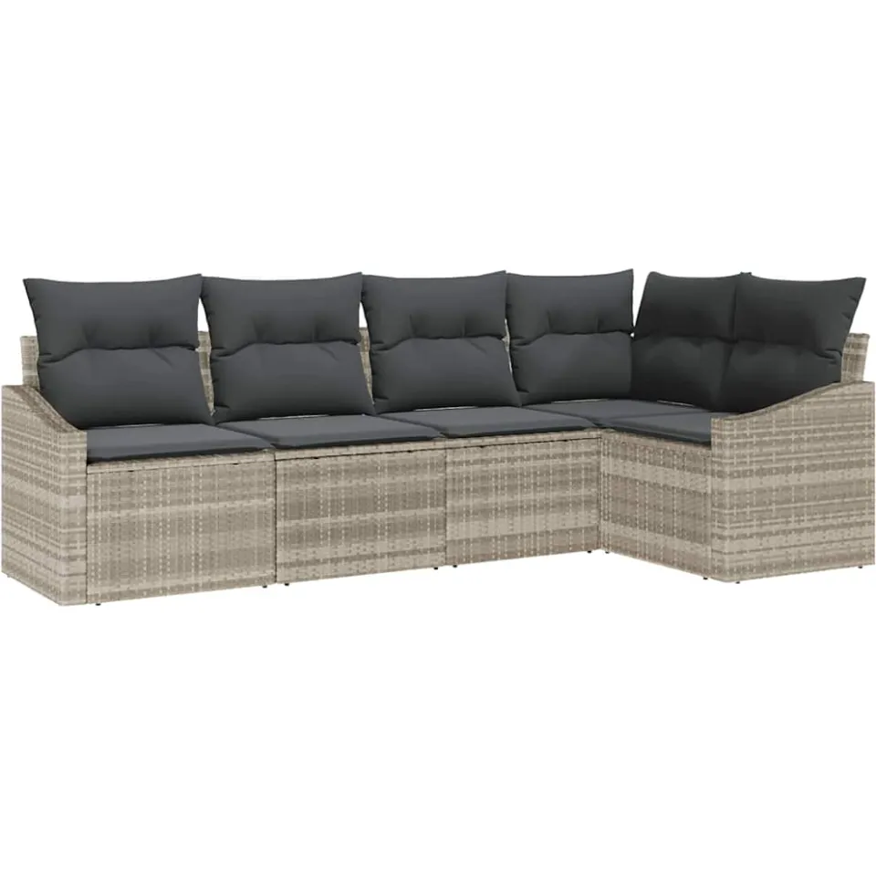 vidaXL Bankstel 5 st Lichtgrijs poly rattan