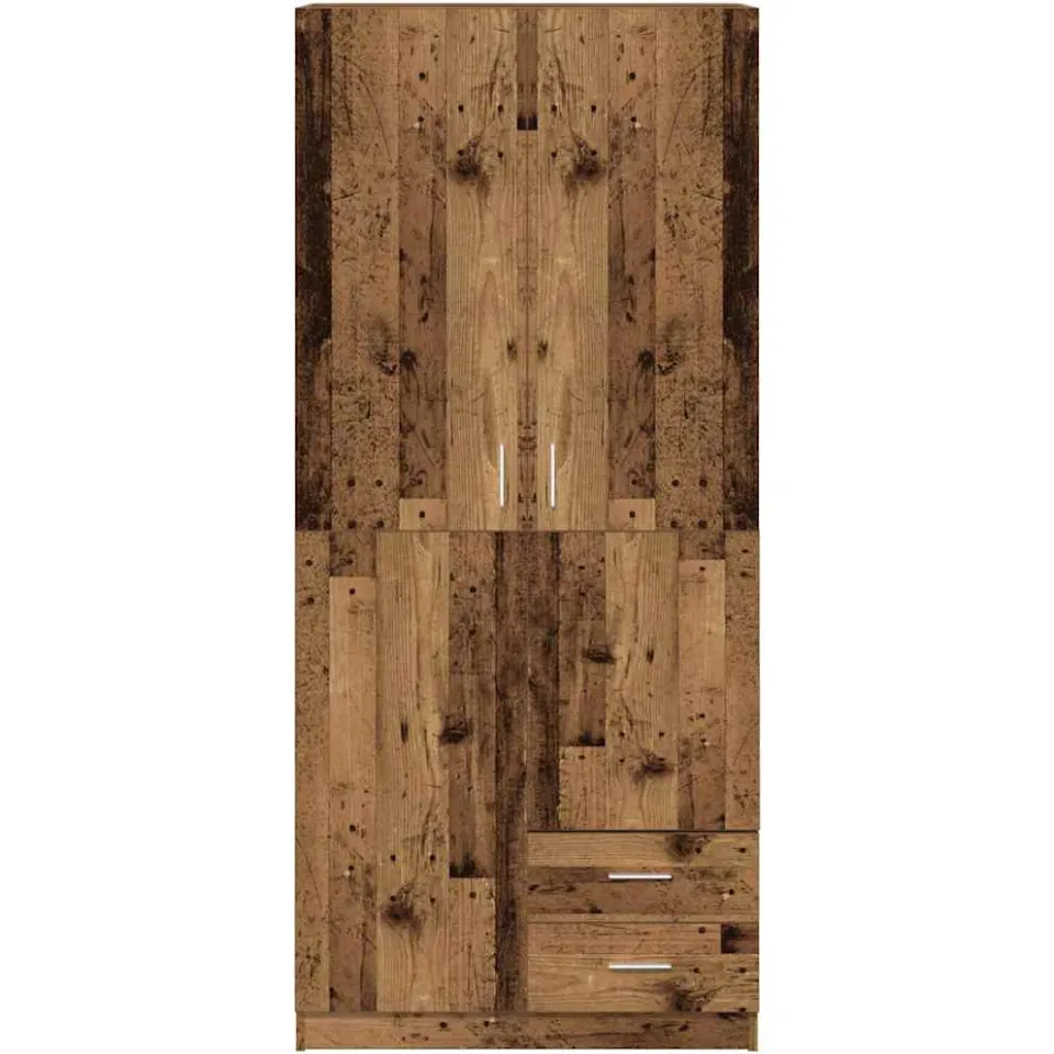 vidaXL Kledingkast 80x52x180 cm bewerkt hout oud houtkleurig bruin, foto 3