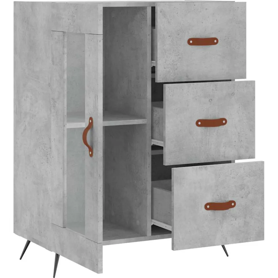 vidaXL Dressoir 69,5x34x90 cm bewerkt hout betongrijs grijs, foto 4