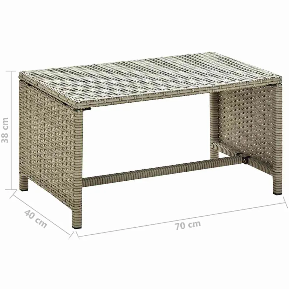 vidaXL Salontafel 70x40x38 cm poly rattan beige, foto 3