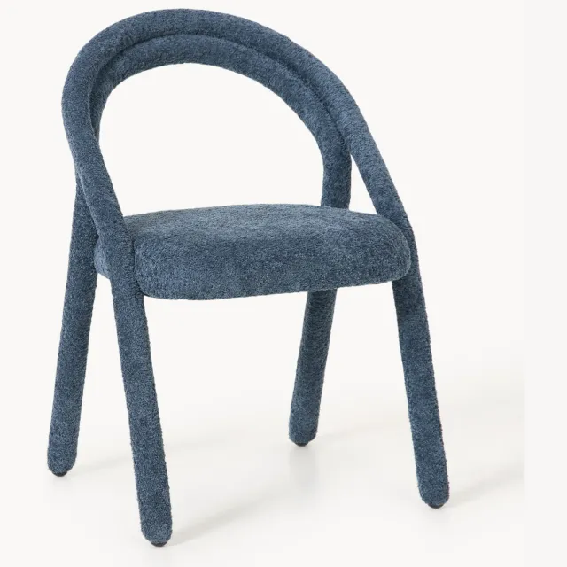 Westwing Collection Gestoffeerde eetkamerstoel Ada Blauw, Grijs