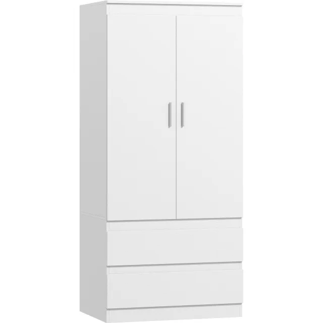 Homona Kledingkast - Met 2 deuren, 2 lades en 3 vakken - Soft-close - 80 x 55 x 177,5 cm - Wit
