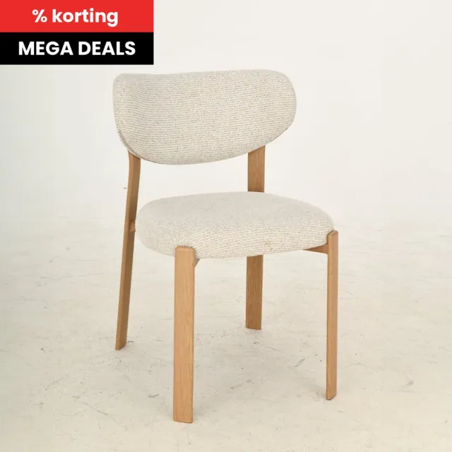 Mahom Eetkamerstoel Corsac Wit met eiken kleur onderstel Mahom Bruin