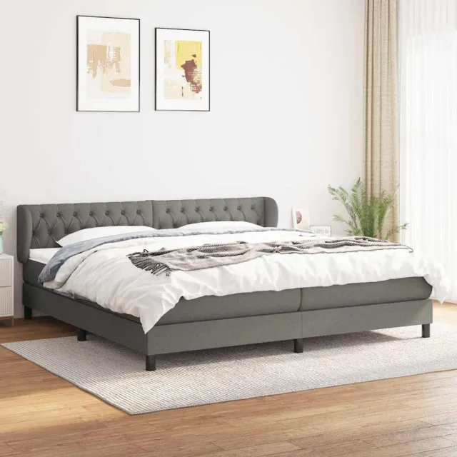 vidaXL Boxspring met matras stof donkergrijs 200x200 cm grijs
