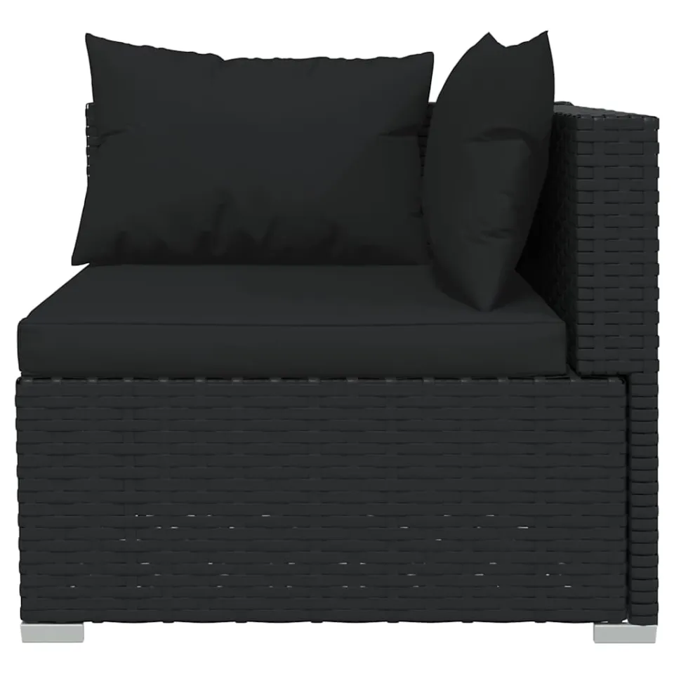 vidaXL 6-delige Loungeset met kussens poly rattan zwart, foto 4