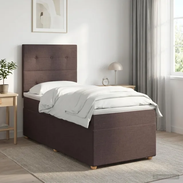 vidaXL Boxspringbed met matras Donkerbruin 100 x 200 cm Stof