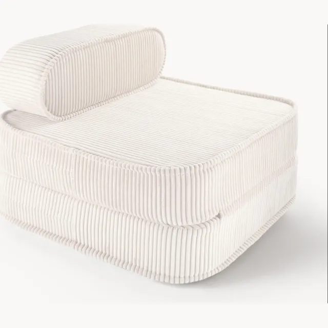 Wigiwama Kinder uitklapfauteuil Sugar van corduroy Wit