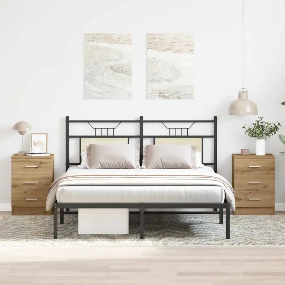vidaXL Nachtkastjes 2 st 38x35x55cm bewerkt hout artisanaal eikenkleur, foto 2