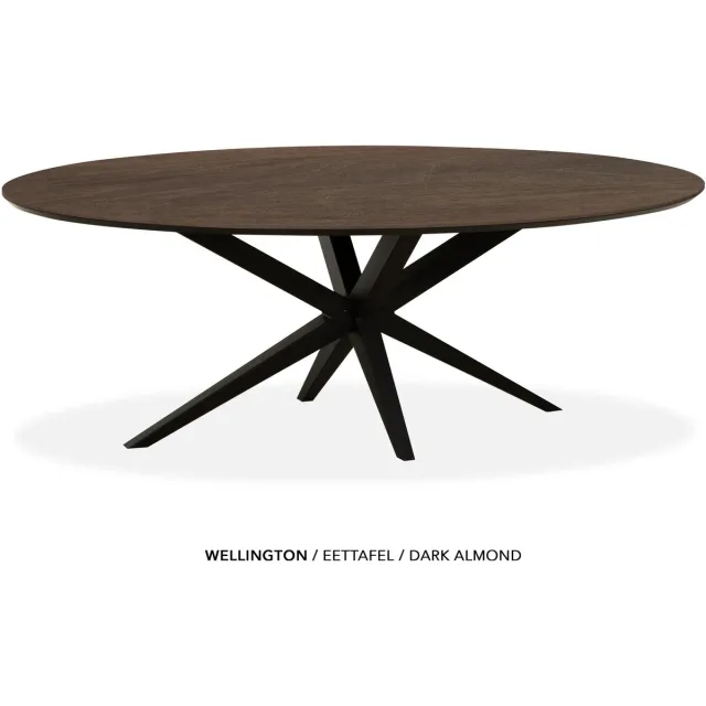 Maxfurn Ovale eettafel 180x102cm met verjongde rand | Zeer krasvast | Kleur: Dark almond