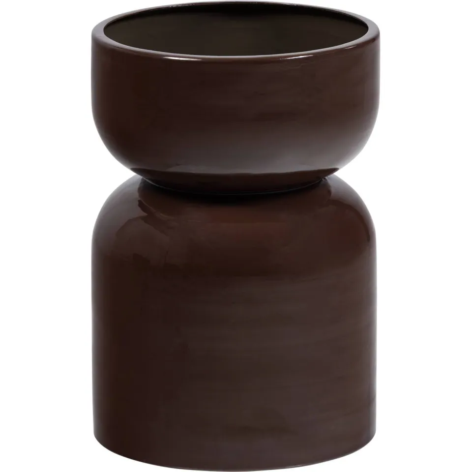 WOOOD Toval Pot Laag plantenpot bruin, foto 4
