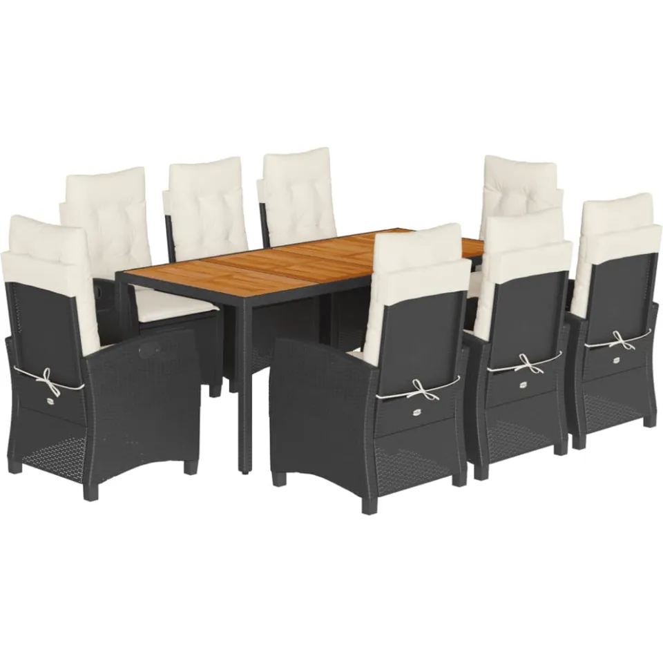 vidaXL 9-delige Tuinset poly rattan zwart, foto 3