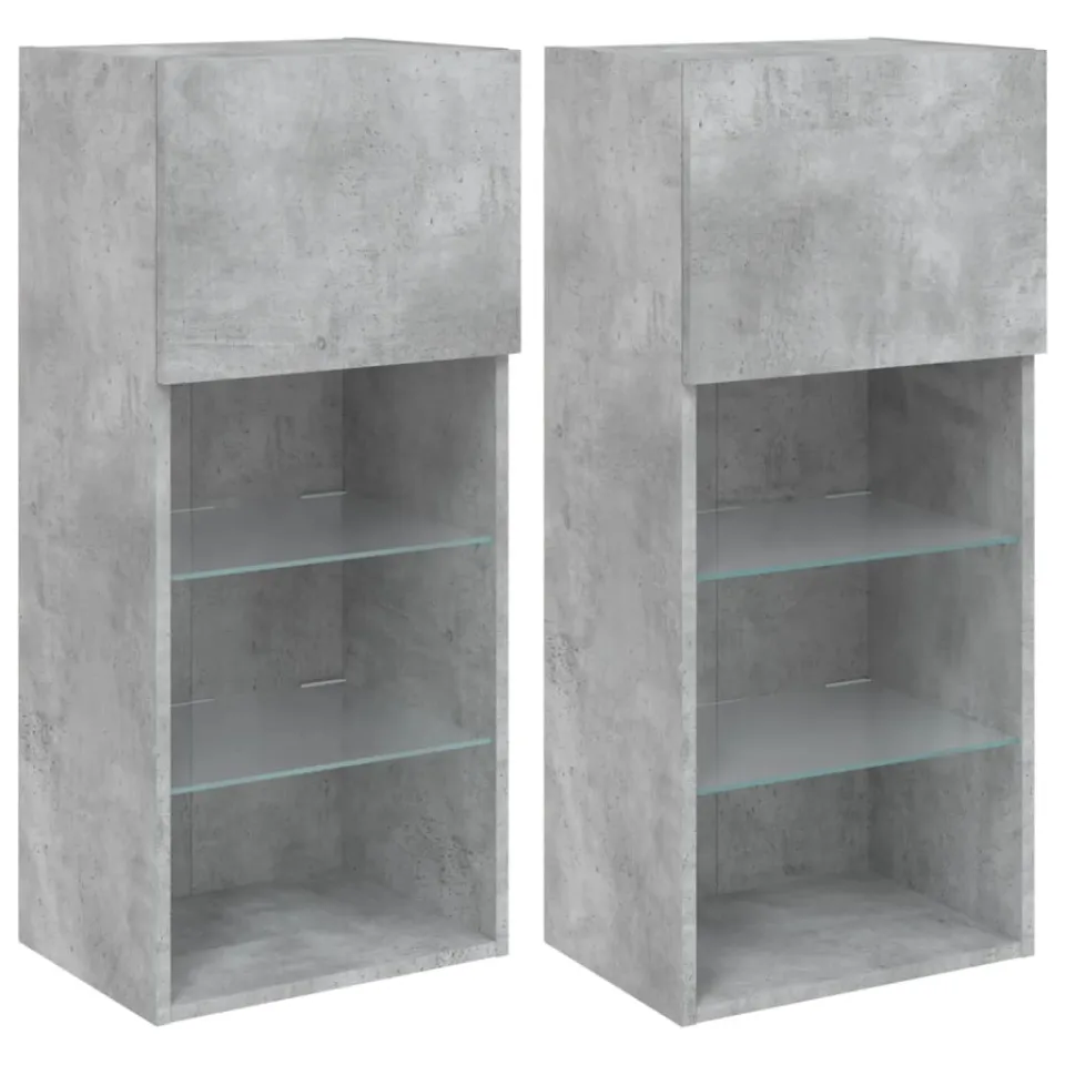 vidaXL Tv-meubels met LED-verlichting 2 st 40,5x30x90 cm betongrijs