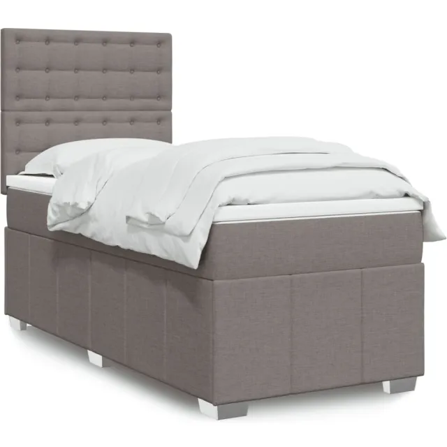 vidaXL Boxspring met matras stof taupe 100x200 cm